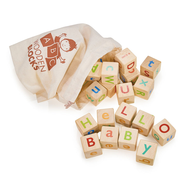 Mentari Wooden Alphabet Stacking Blocks & Carry Bag