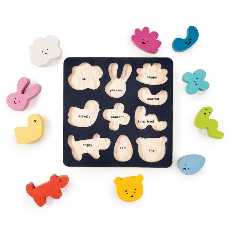 Mentari Wooden Mood & Emotion Puzzle Board
