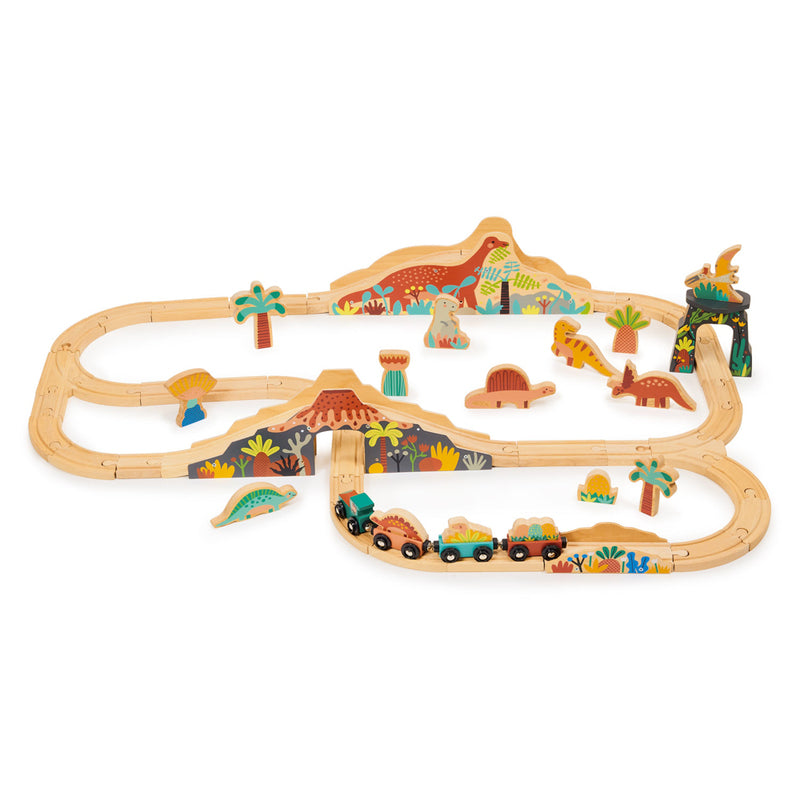 Mentari Wooden Lost World Dinosaur Train Set