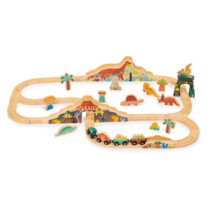 Mentari Wooden Lost World Dinosaur Train Set