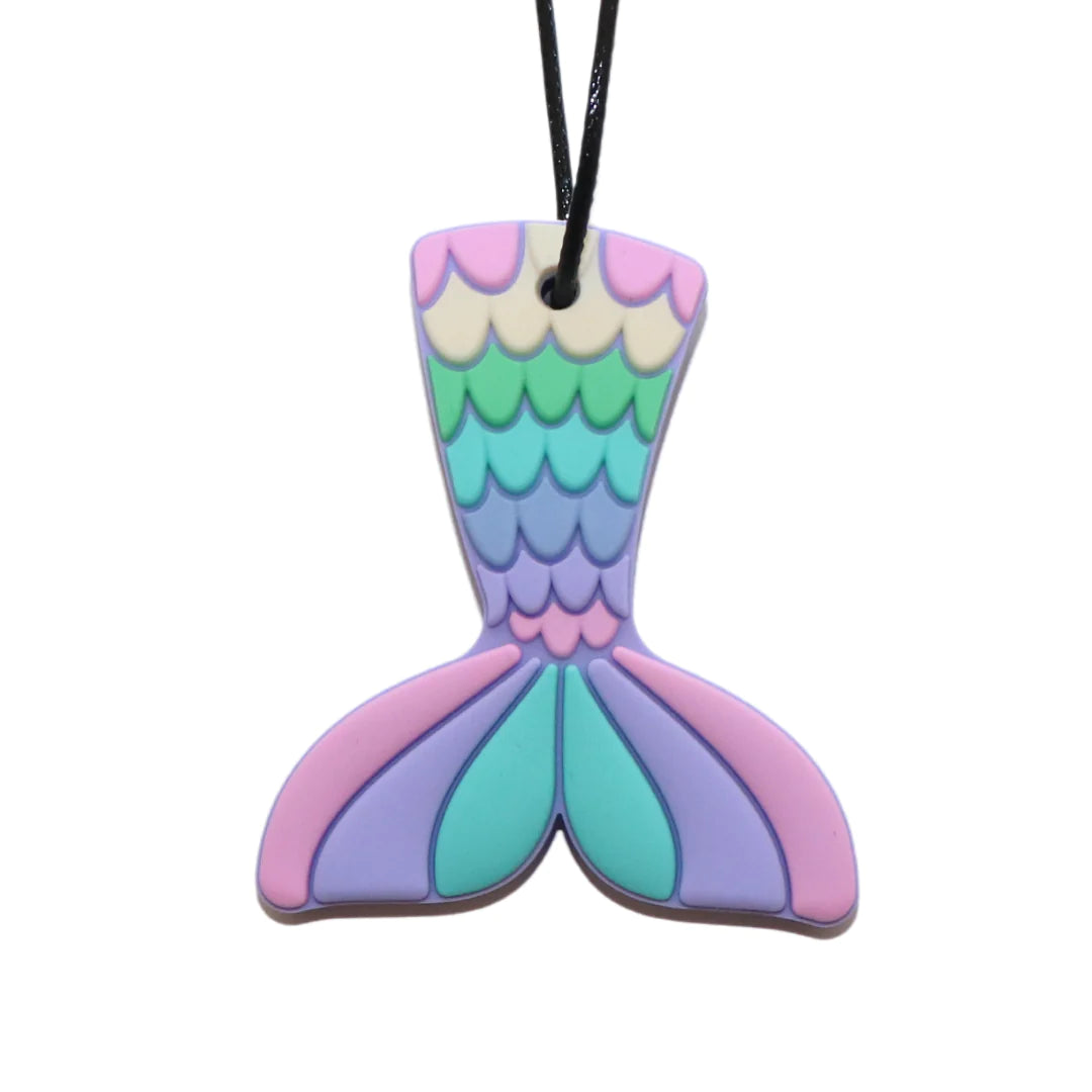 Jellystone Sensory Chew Pendant Necklace - Pastel Mermaid Tail