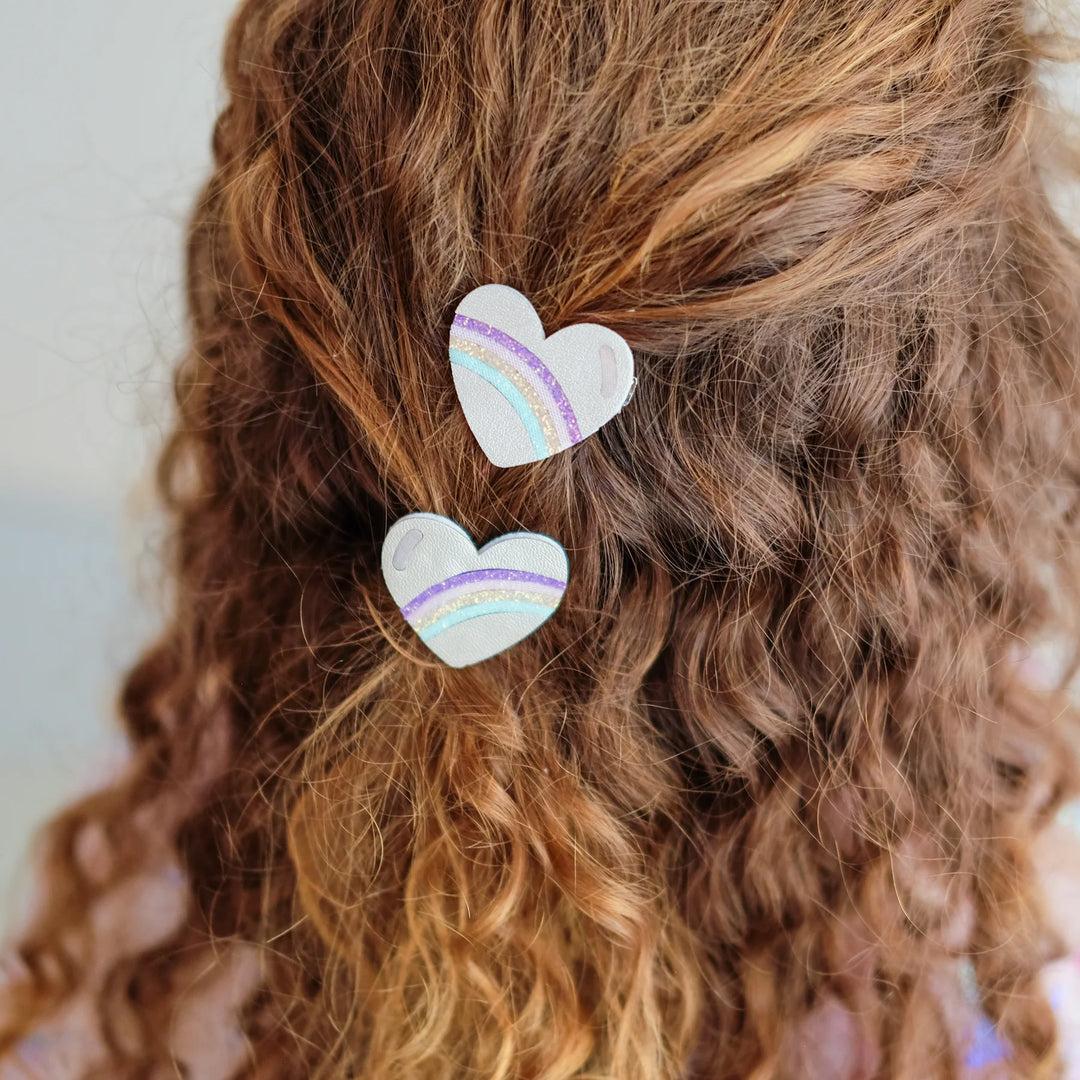 Mimi & Lula Rainbow Heart Metallic Clips 2 Pack