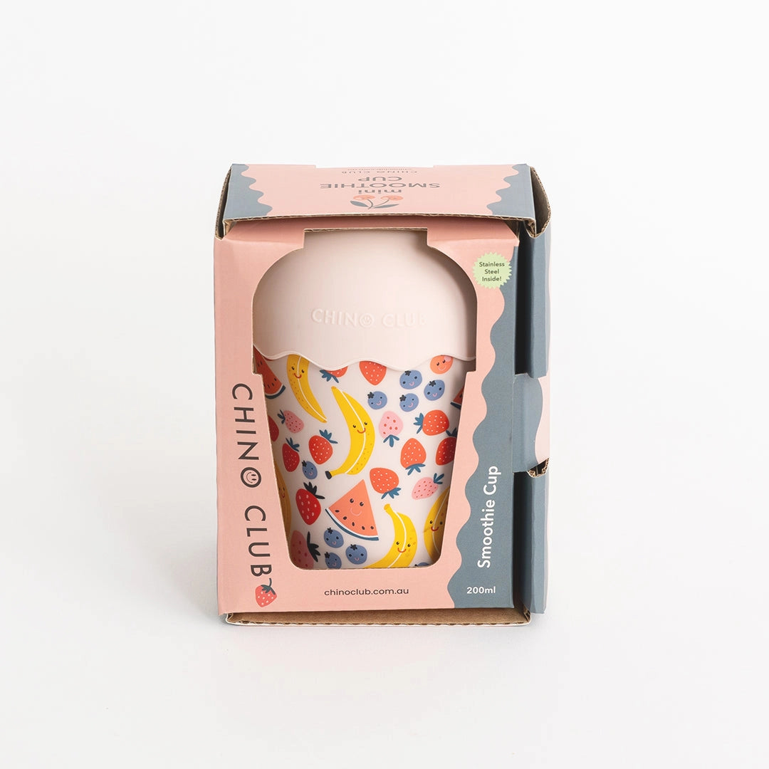 Mini Stainless Steel Smoothie Cup & Straw 200ml - Fruits