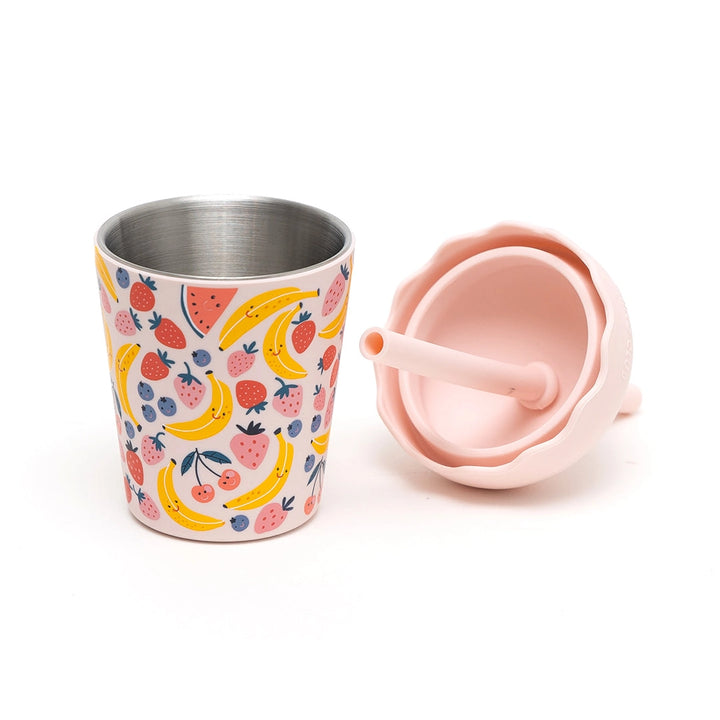 Mini Stainless Steel Smoothie Cup & Straw 200ml - Fruits