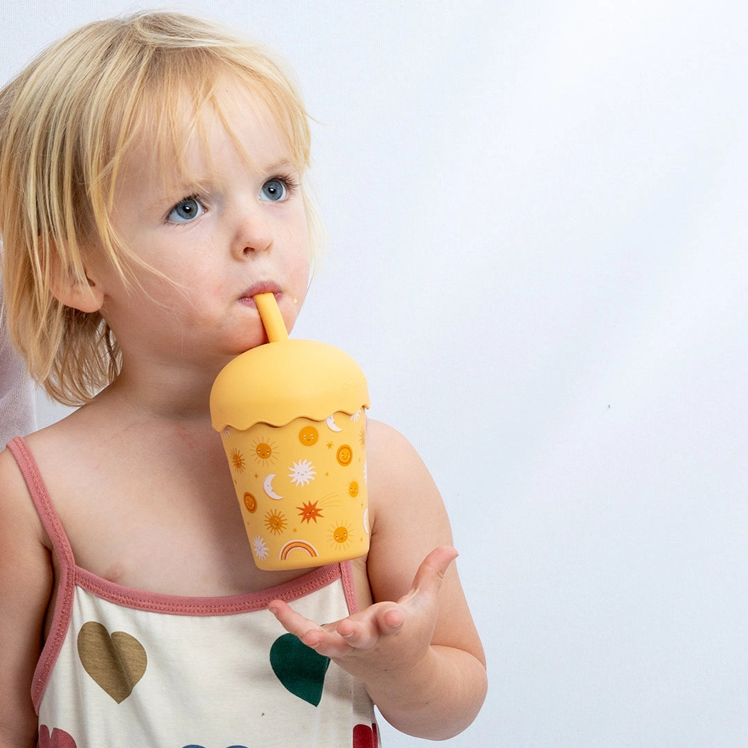 Mini Stainless Steel Smoothie Cup & Straw 200ml - Suns Orange