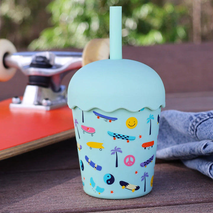 Mini Stainless Steel Smoothie Cup & Straw 200ml - Skate