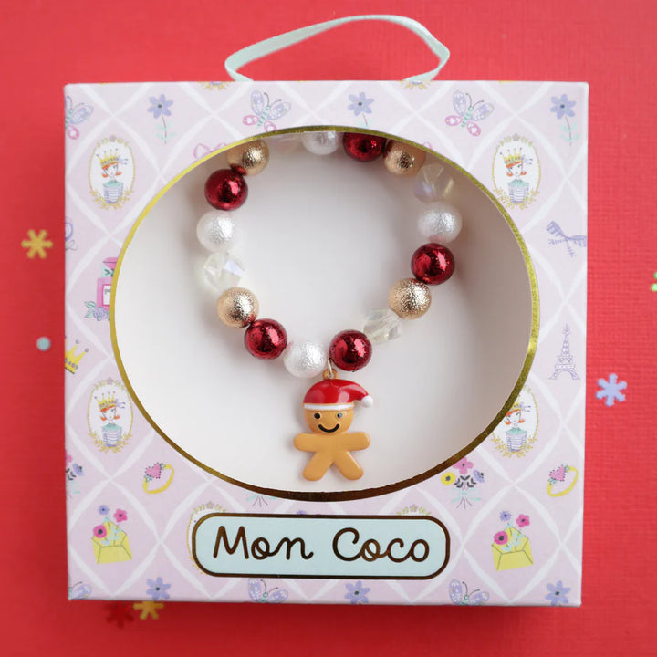 Mon Coco Christmas Stretch Bracelet - Gingerbread Man