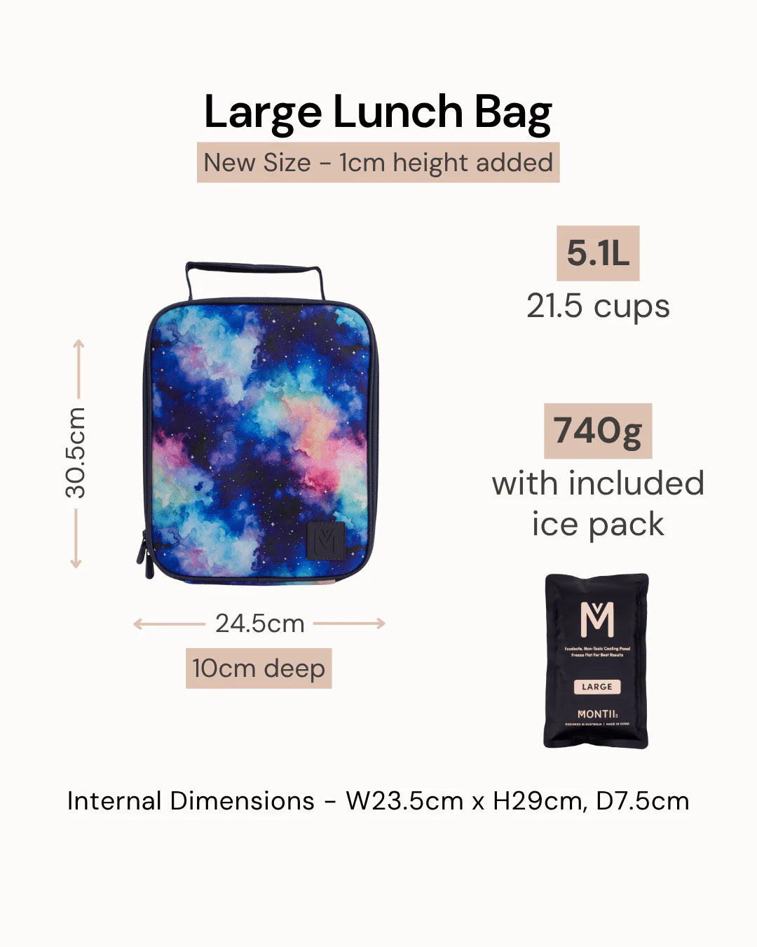 Montiico Large Insulated Lunch Bag - Fruity Stripe