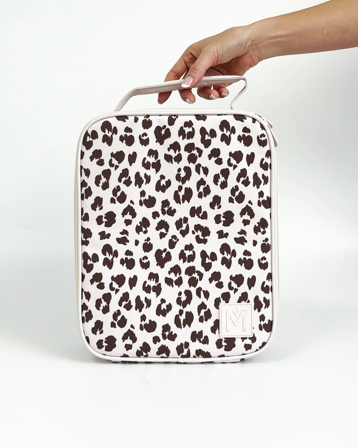Montiico Large Insulated Lunch Bag - Cream Leopard