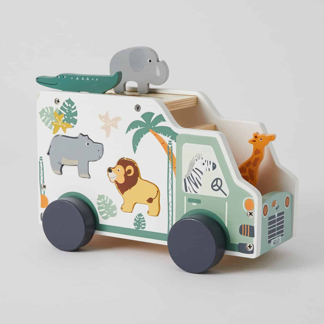 Wooden Jungle Animals Safari Truck