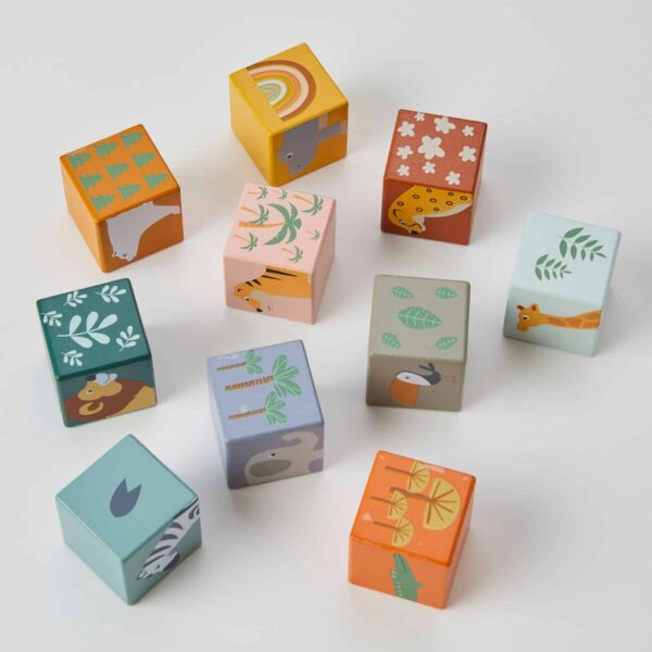 Wooden Jungle Animals Block Set