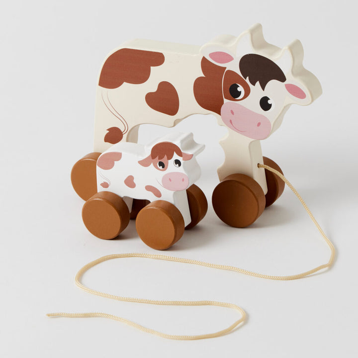 Pull-Along Wooden Cow & Calf