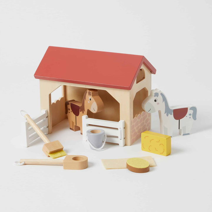 Wooden Horse Stable Play Set