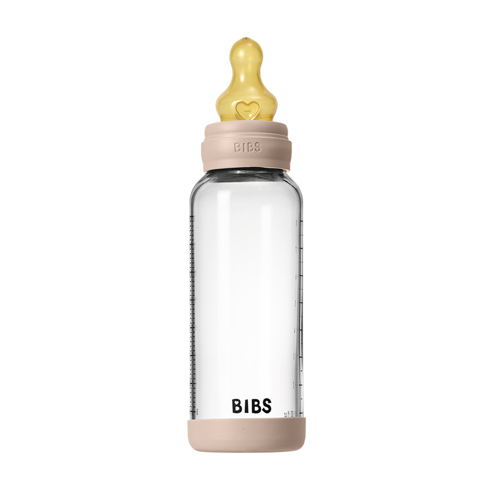 NEW BIBS Baby Glass Bottle Complete Set 240ml | Blush