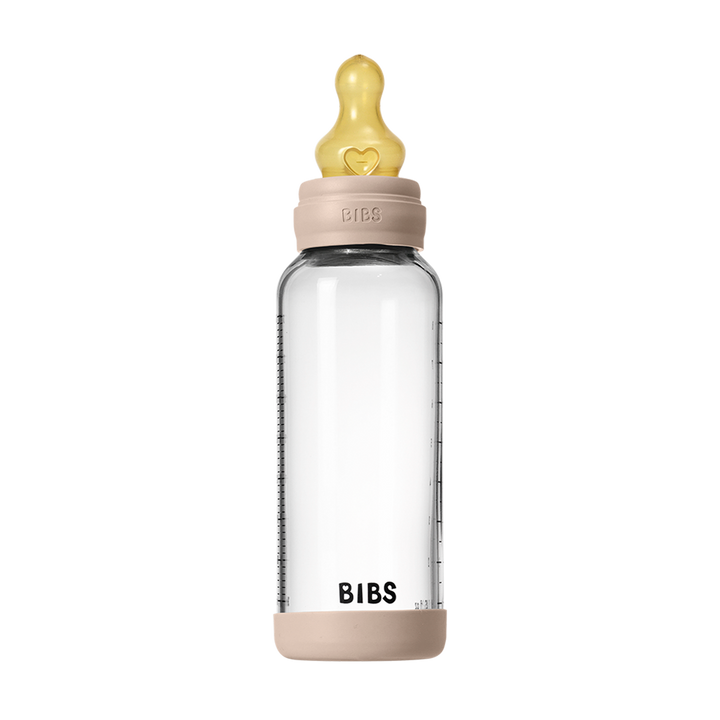 NEW BIBS Baby Glass Bottle Complete Set 240ml | Blush