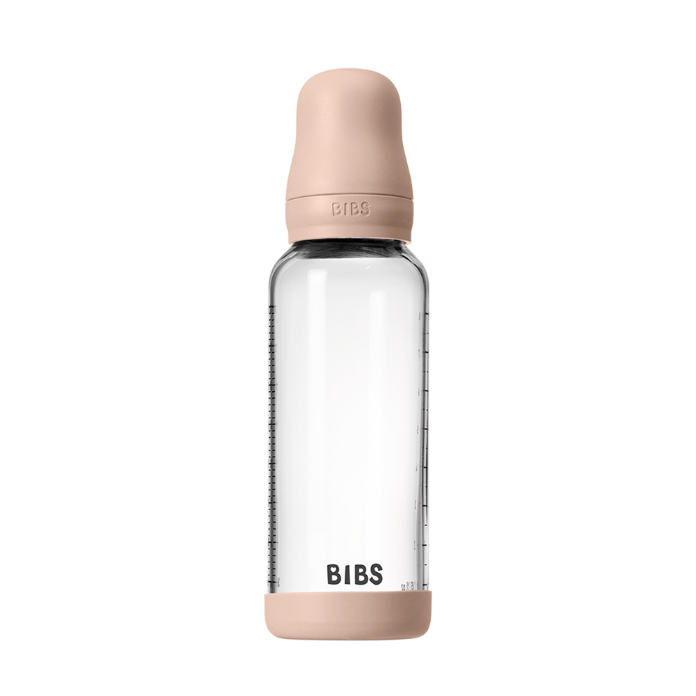 NEW BIBS Baby Glass Bottle Complete Set 240ml | Blush