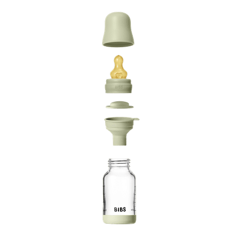 NEW BIBS 120ml Baby Glass Bottle The Complete Set  | Sage