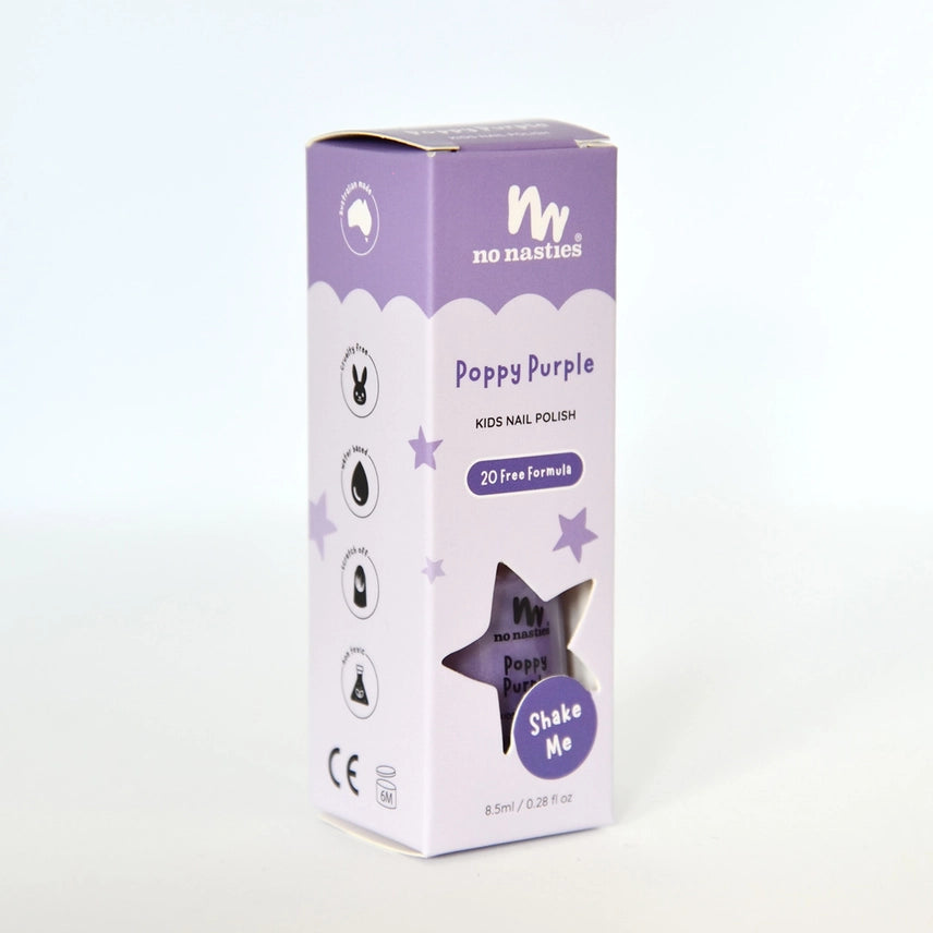 No Nasties Water-Based, Peelable Nail Polish - Poppy Purple