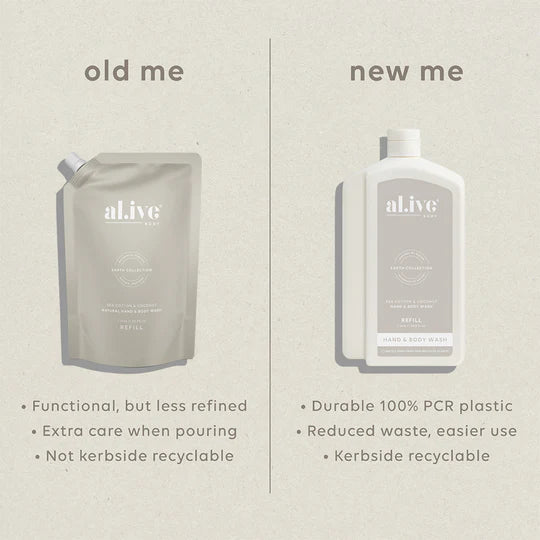 al.ive Hand & Body Wash  1L Wash Refill - Sea Cotton & Coconut