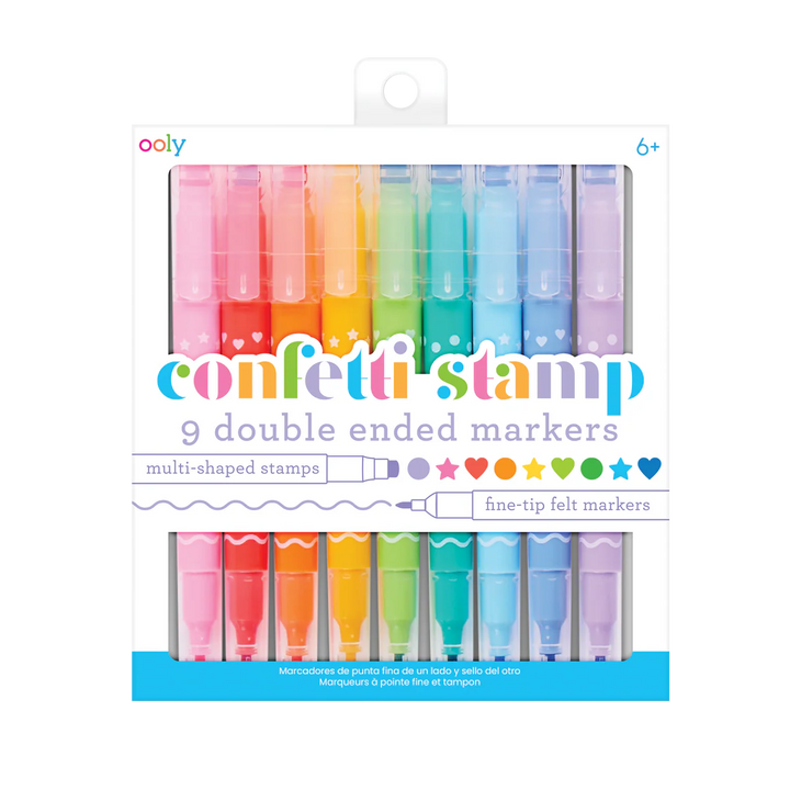Confetti Stamp Double-Ended Markers - Set of 9
