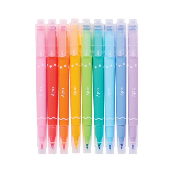 Confetti Stamp Double-Ended Markers - Set of 9