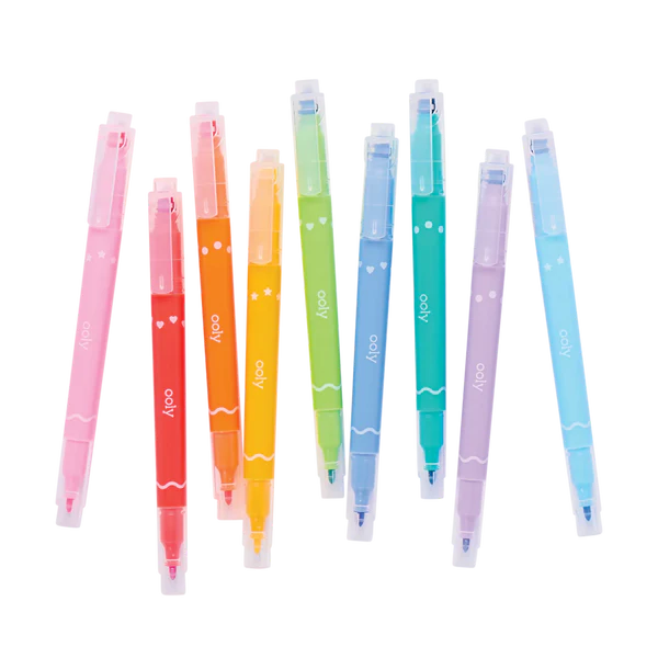 Confetti Stamp Double-Ended Markers - Set of 9