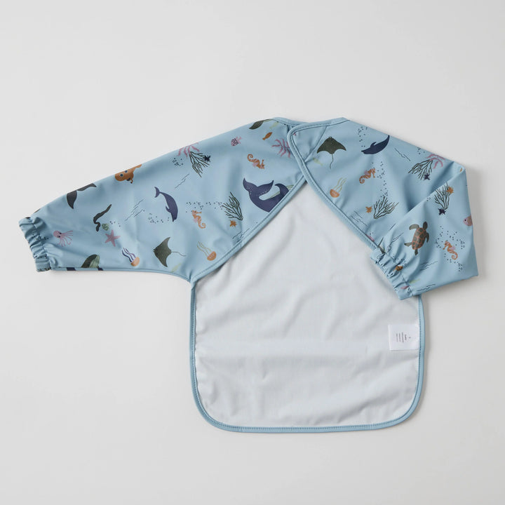 Long Sleeve Smock Bib - Ocean