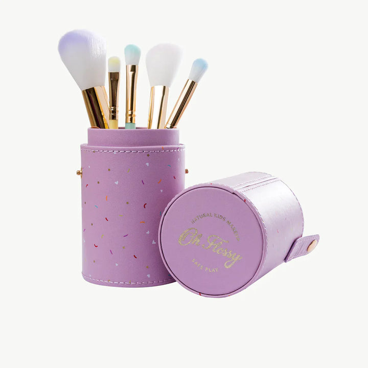 Oh Flossy 5-Piece Rainbow Makeup Brush Set & Storage Case