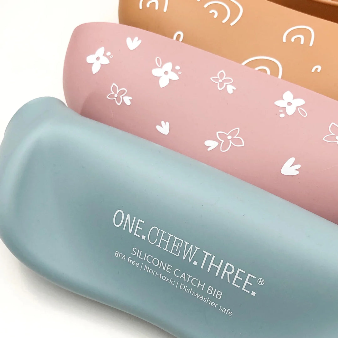 One Chew Three Silicone Catch Bib - Elements