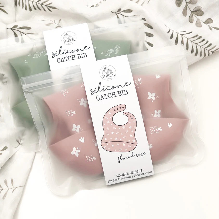One Chew Three Silicone Catch Bib - Elements