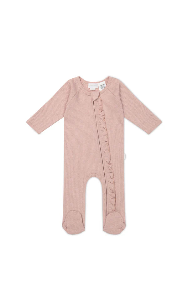 Jamie Kay Organic Cotton Modal Melanie Frill Growsuit -  Peony Marle