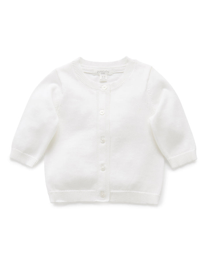 Purebaby Cotton Knit Cardigan - White