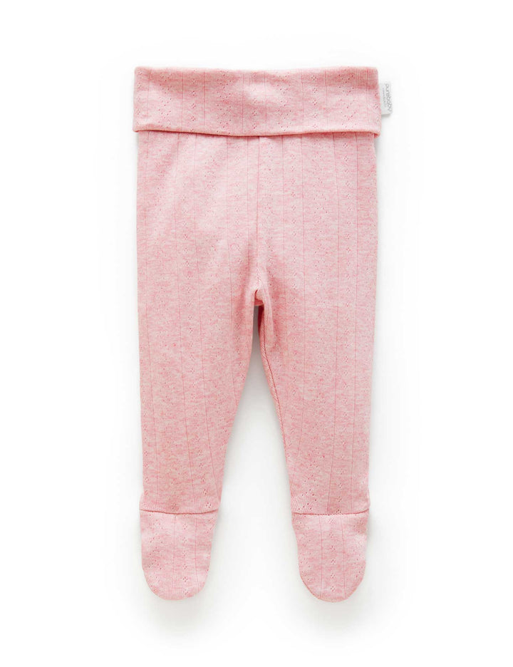 Purebaby Pointelle Footed Leggings - Peony