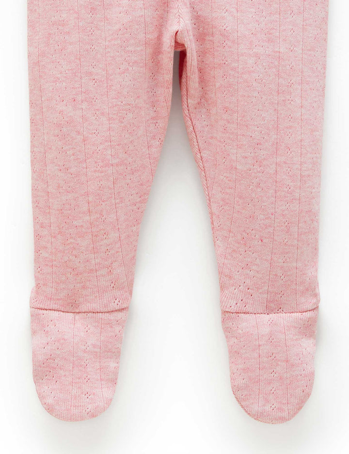 Purebaby Pointelle Footed Leggings - Peony