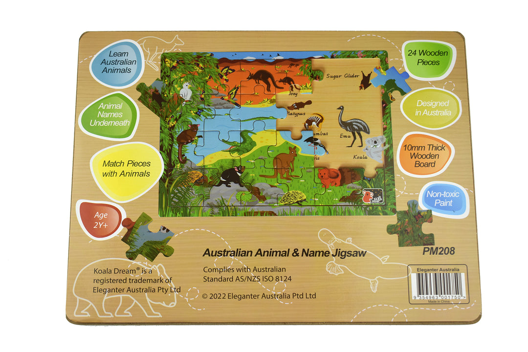 Australian Animals 24 Piece Wooden Puzzle Board