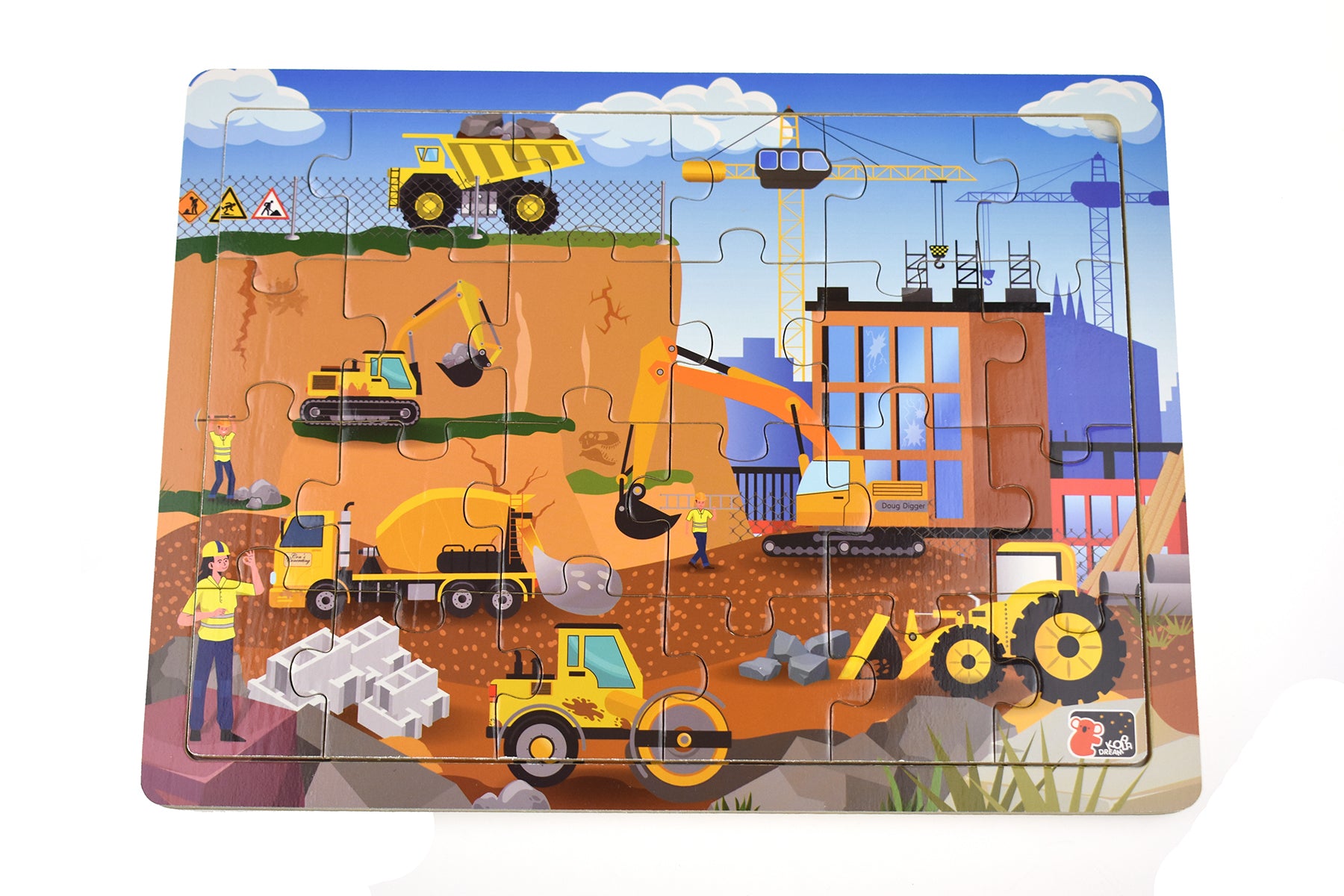 Construction Site 24 Piece Wooden Puzzle Board – The Thrifty Mumma