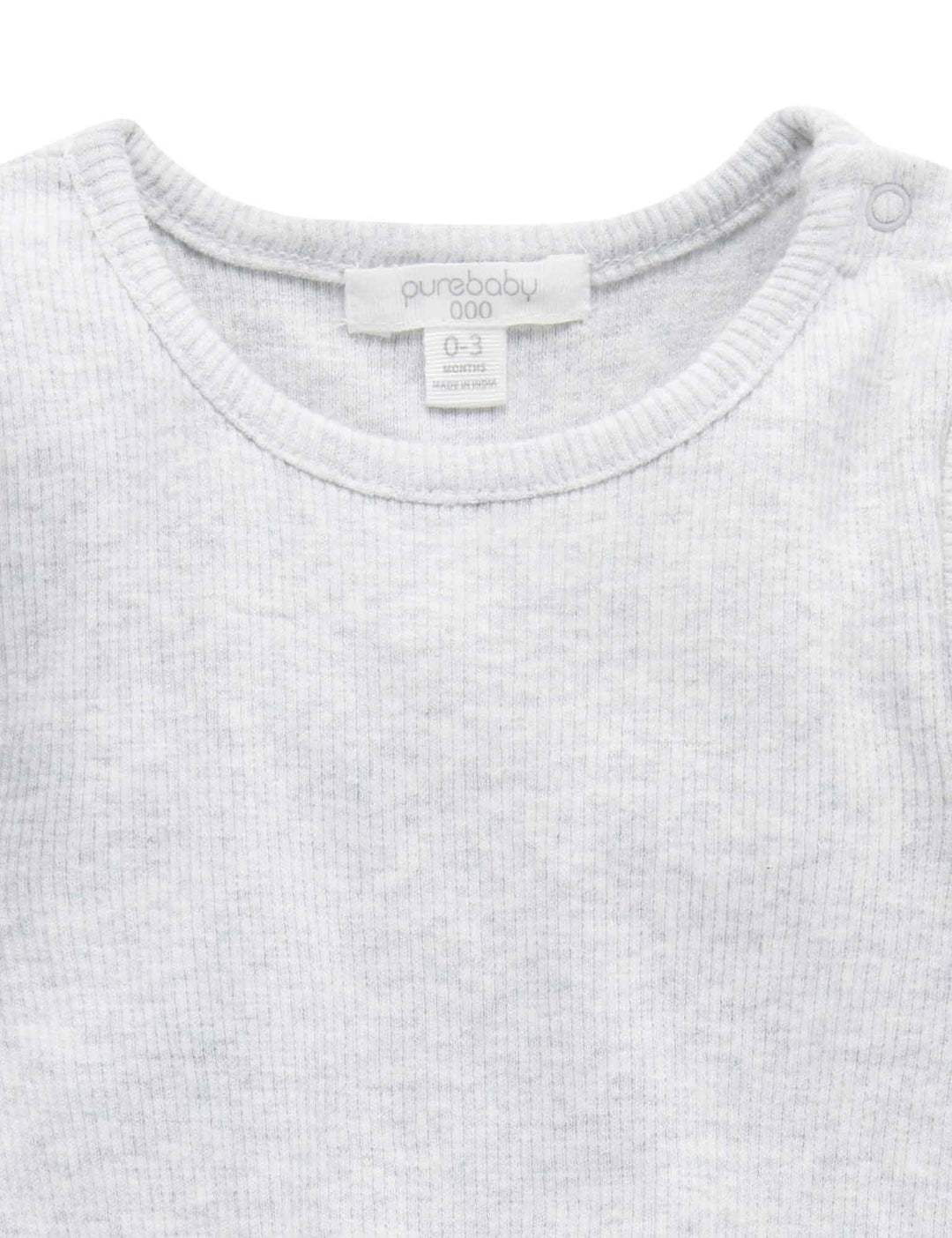 Purebaby Organic Ribbed Long Sleeve Bodysuit -  Grey Mélange