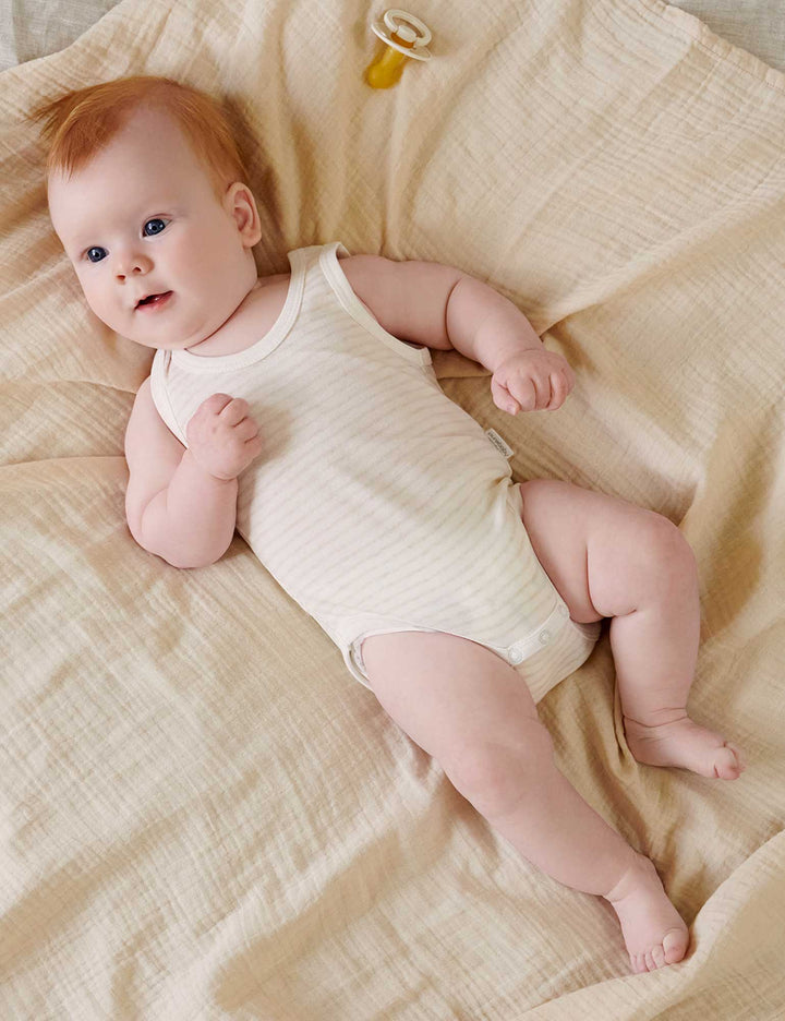 Purebaby Organic Singlet Bodysuit 2 Pack - Wheat