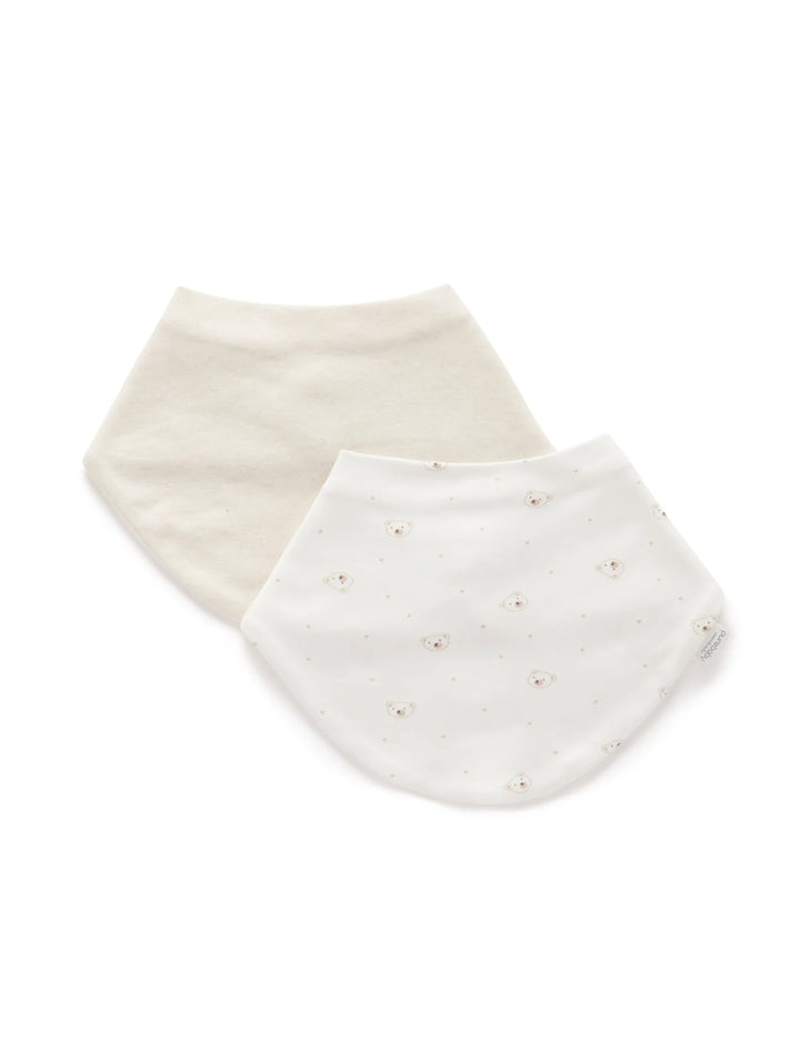 Purebaby Dribble Bib 2 Pack - Vanilla Bear