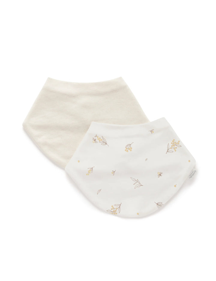 Purebaby Dribble Bib 2 Pack - Wattle Bee