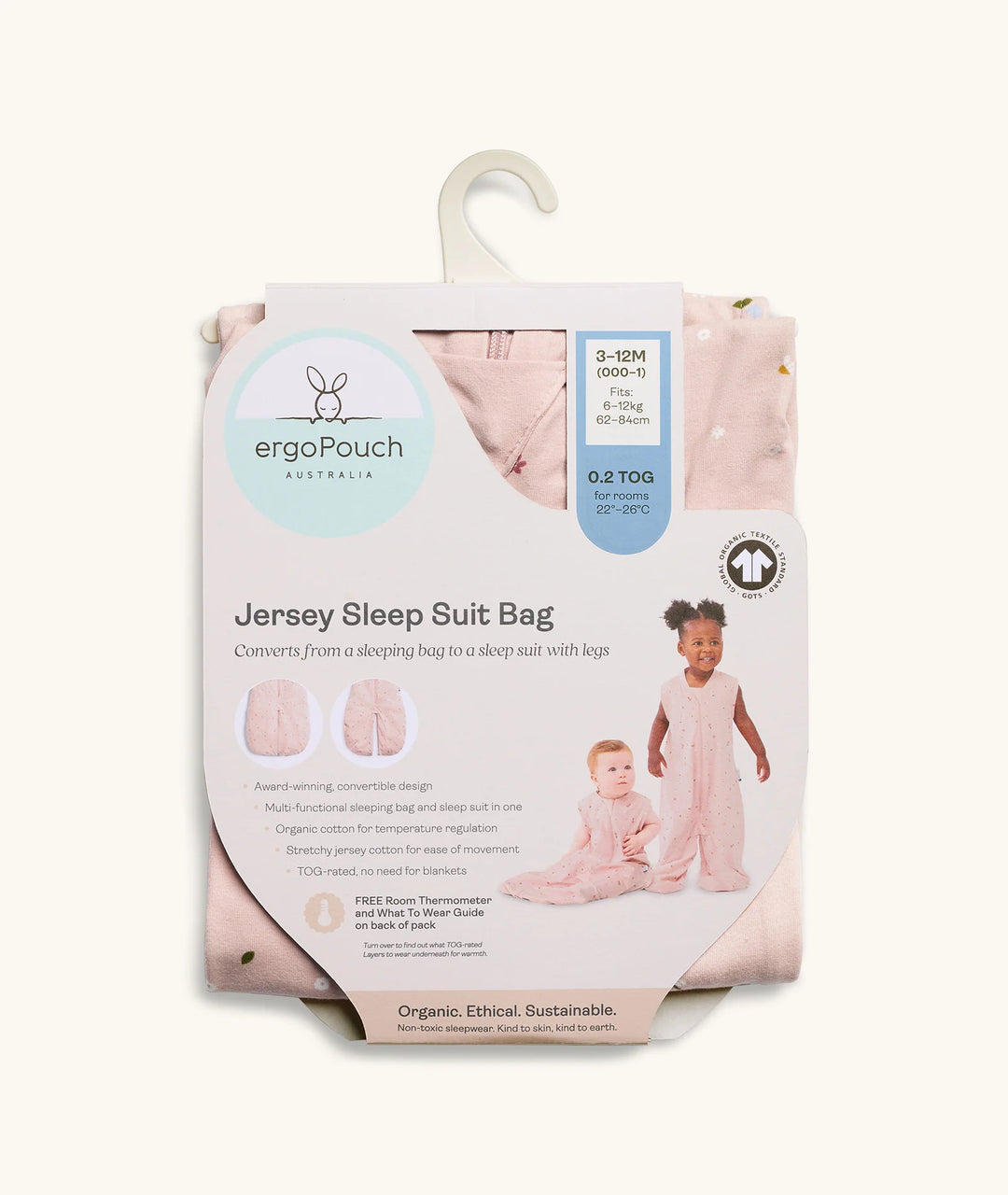ergoPouch Sleep Suit Bag 0.2 TOG - Elephant Parade