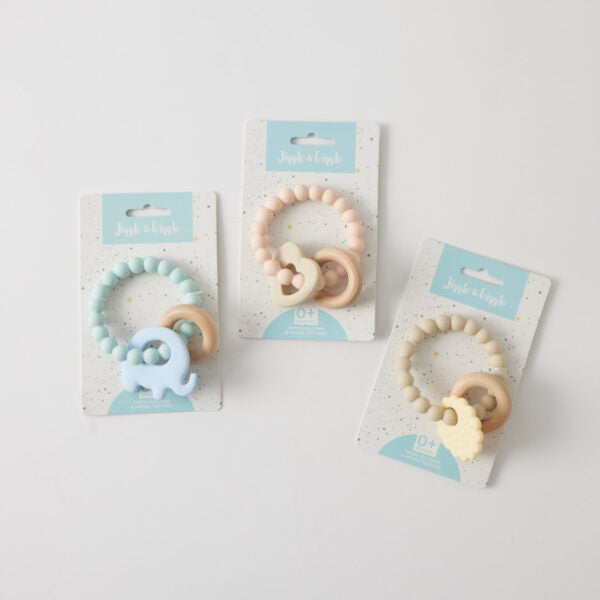 Jiggle & Giggle Silicone & Wood Teether - Assorted