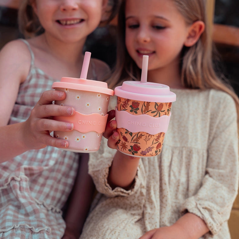 Pink Daisy Kids Keep Cup 240ml + Straw