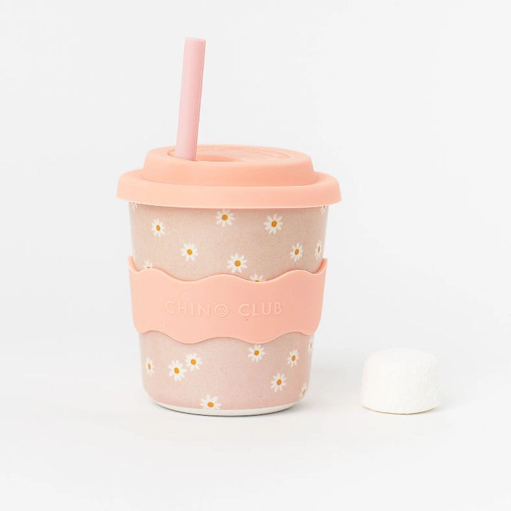 Pink Daisy Kids Keep Cup 240ml + Straw