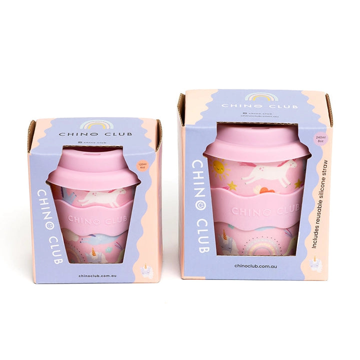 Pink Unicorn Kids Keep Cup 240ml + Straw