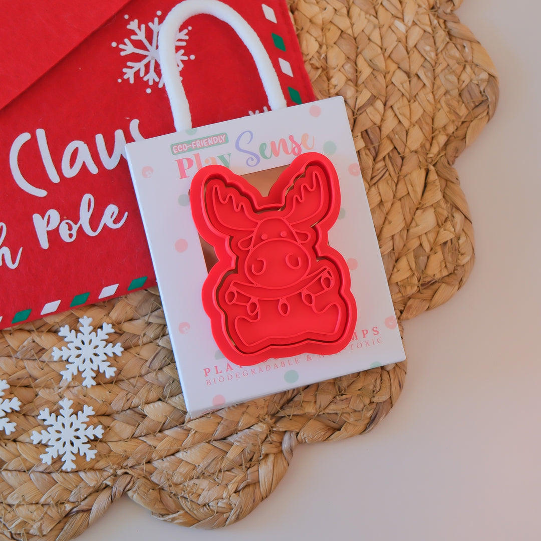 Play Sense Eco Christmas Playdough Stamp | Festive Moose