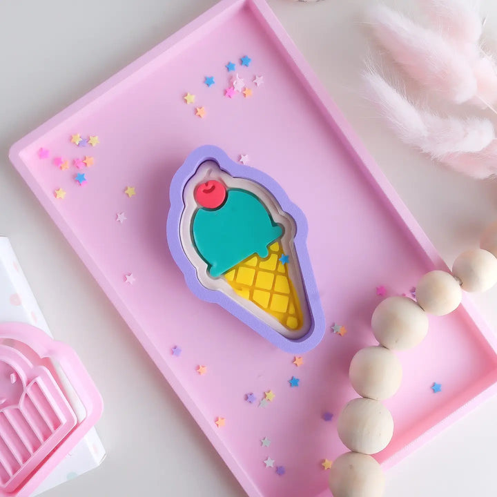 Eco Playdough Stamp | Ice Cream with Cherry