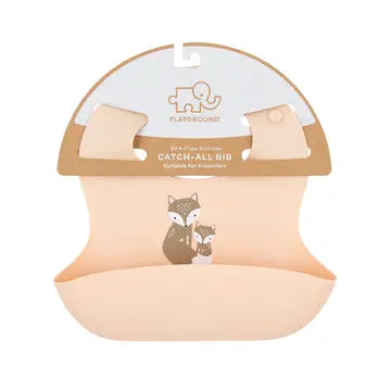 Silicone Pocket Catch Bib - Blush Fox