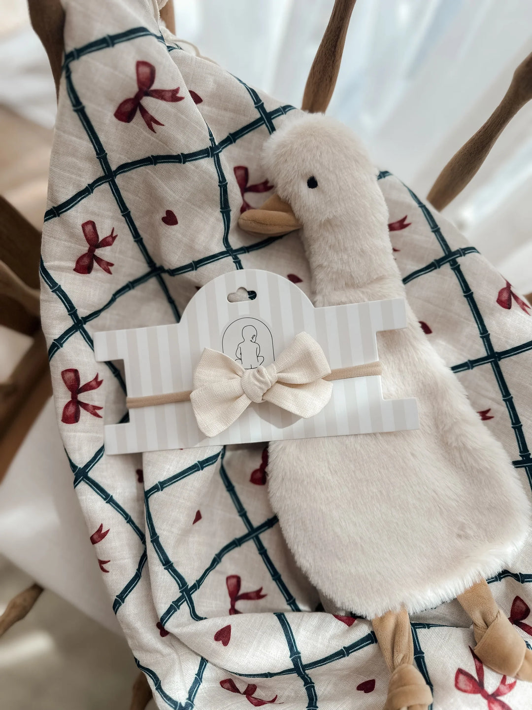 Pop Ya Tot Linen Baby Bow Headband - Ivory