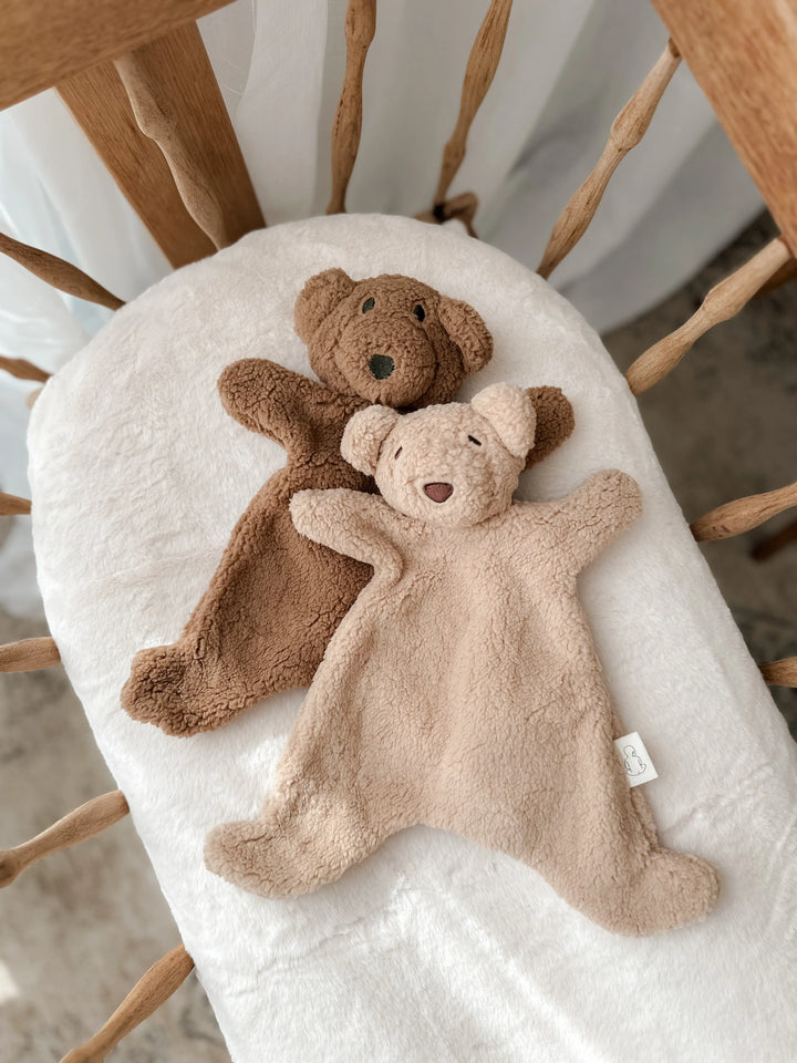 Pop Ya Tot Little Teddy Comforter Toy - Biscuit